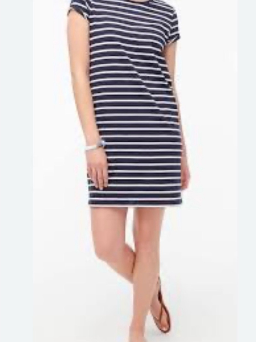 J. Crew Navy and White Striped Cotton Shift Mini Dress Size Small